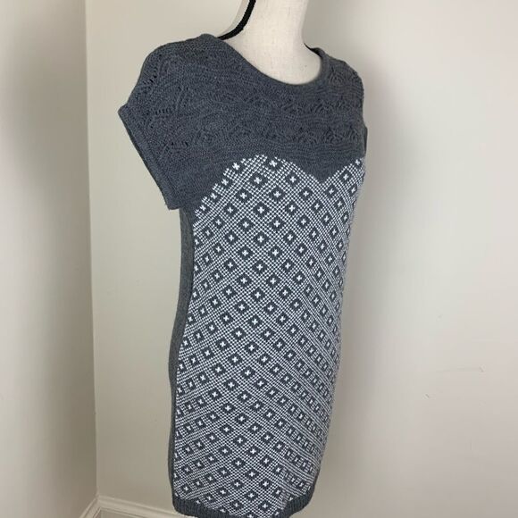 La Maglia Wool Knit Angora Blend Grey/White Tunic Sweater Dress - Picture 3 of 7